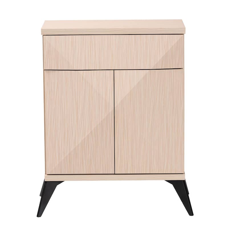 Draper Mid-Century Modern Two-Tone Light Brown and Black Wood 2-Door Sideboard Buffet