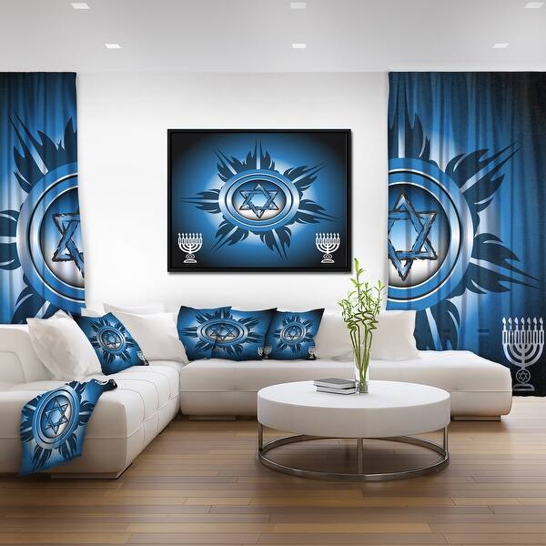 Shop Designart Jewish Symbols Abstract Framed Canvas Art Print