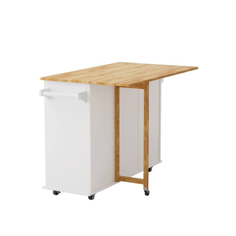 Kitchen Island Cart with 2 Door Cabinet and Three Drawers