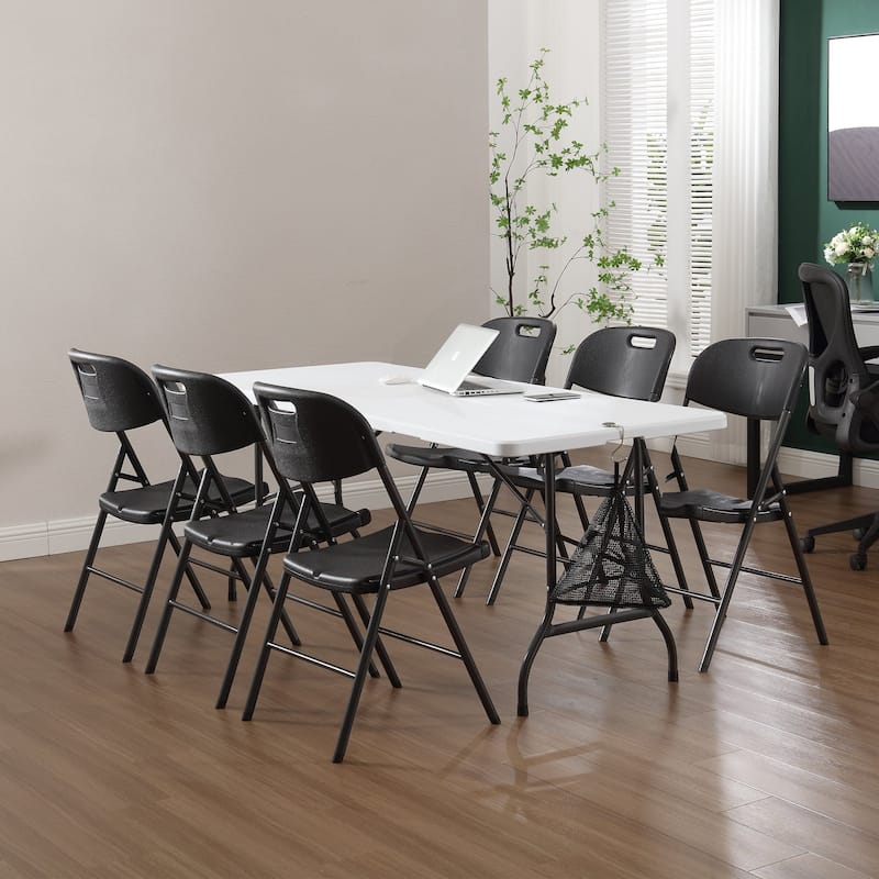 Patio Dining Table Bi-Folding Portable Table Lightweight Foldable Large Camping Table for Indoor Outdoor Picnic Backyard