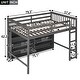 preview thumbnail 13 of 16, Full Size Loft Bed with 8 Open Storage Shelves and Built-in Ladder