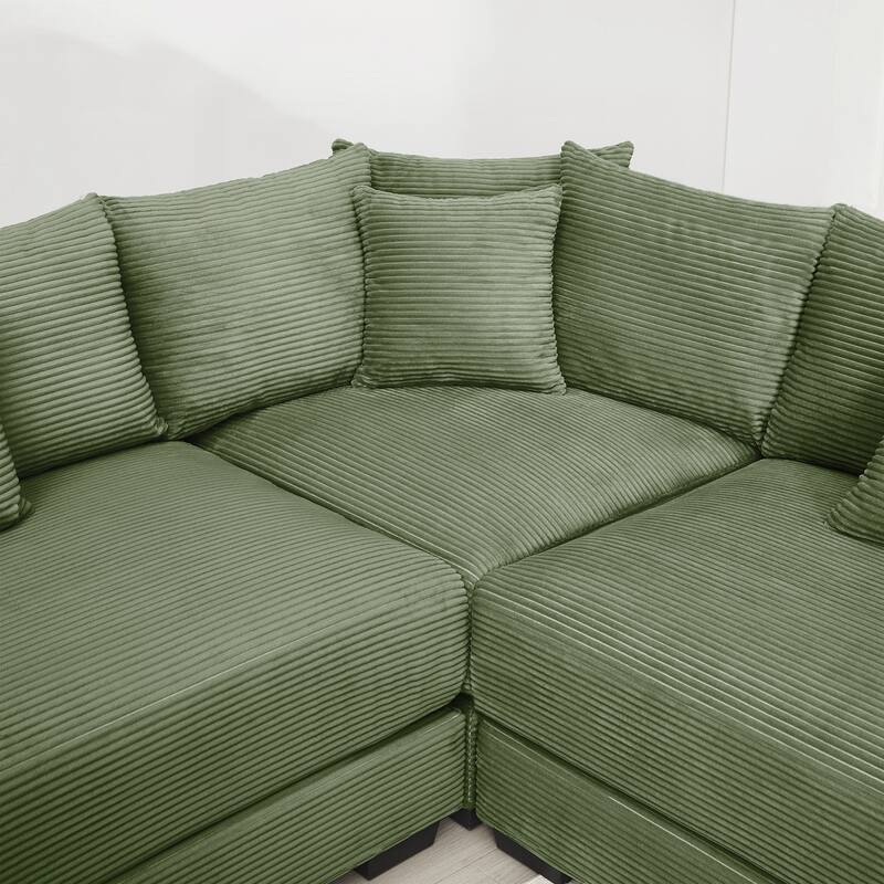 Oversized Cloud Modular Sectional Couch,Corduroy Fabric Extra-Wide Armrests Throw Pillows