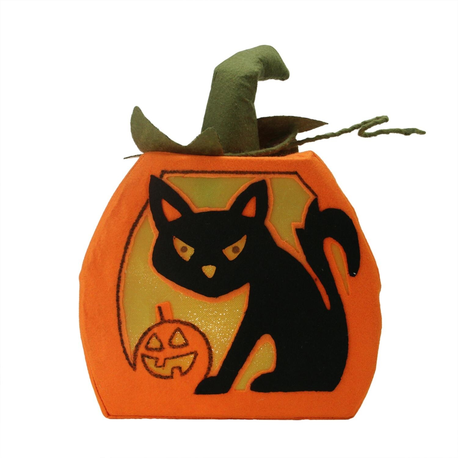 Shop 12 5 Led Lighted Orange Felt Black Cat And Jack O Lantern