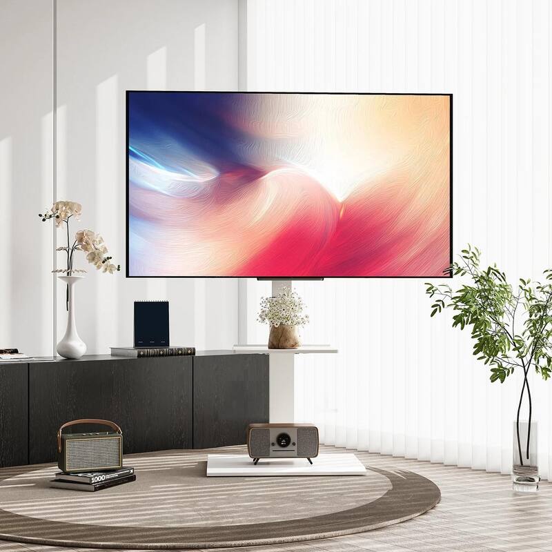 FITUEYES Iron Base Universal Floor TV Stands for 32-75 Inch TVs,With One Shelf
