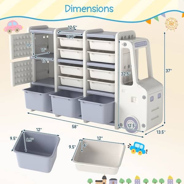 Costway Kids Toy Storage Organizer with 2 Cabinets & 11 Removable Bins - See Details