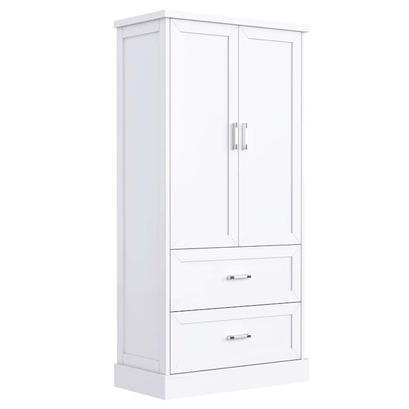 Tall Bathroom Storage Cabinet with Adjustable Shelves and Door Racks, Waterproof Freestanding Cabinet with Drawers