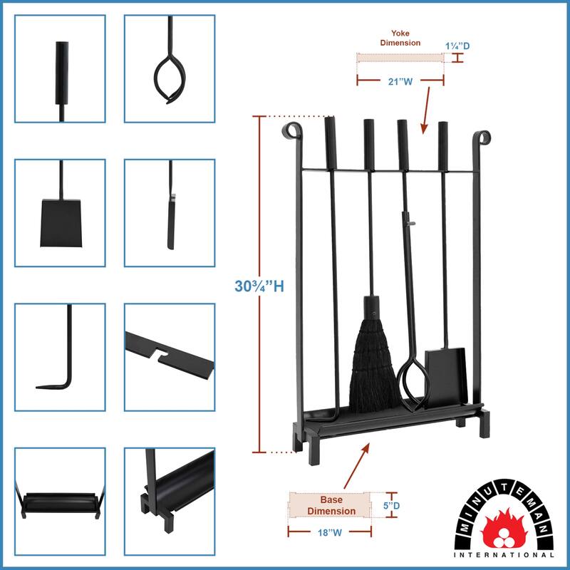 Achla Designs 31in H. Bedford Inline Tool Set, Black