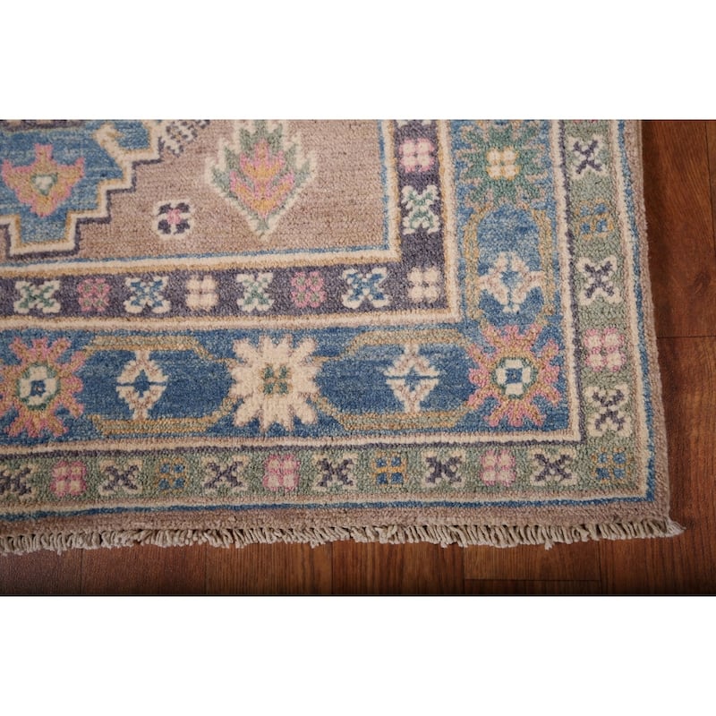 Traditional Brown Kazak Runner Rug Hand-Knotted Wool Carpet - 2'10" x 9'5"