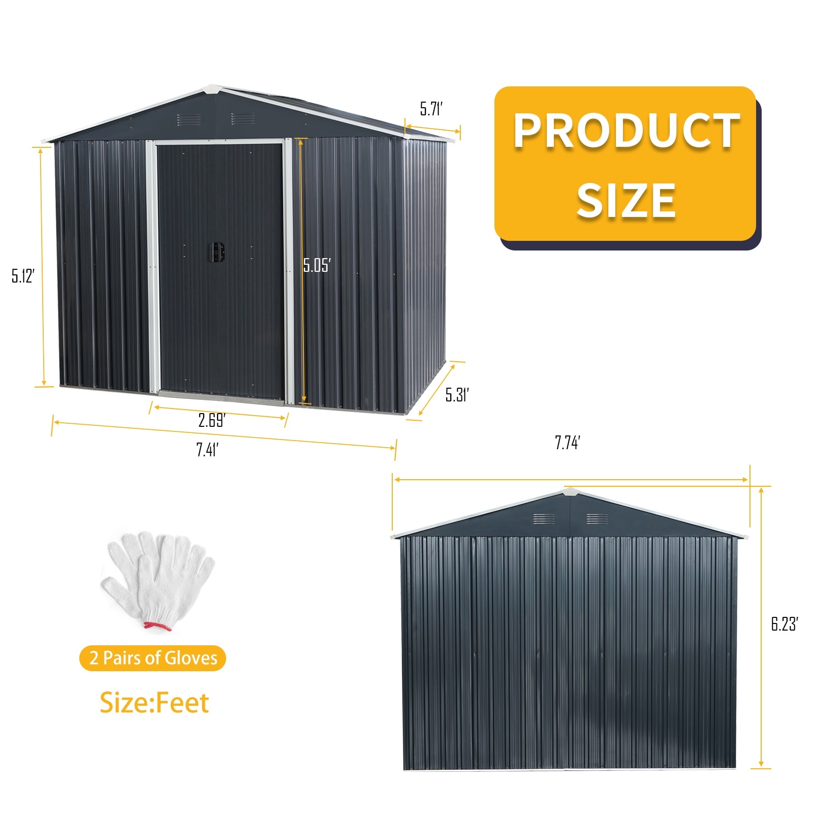 Rust-resistant Metal Storage Shed with Sliding Lockable Door Garden Shed Tool Shed Pet Shed, Punched Vents, Water-proof