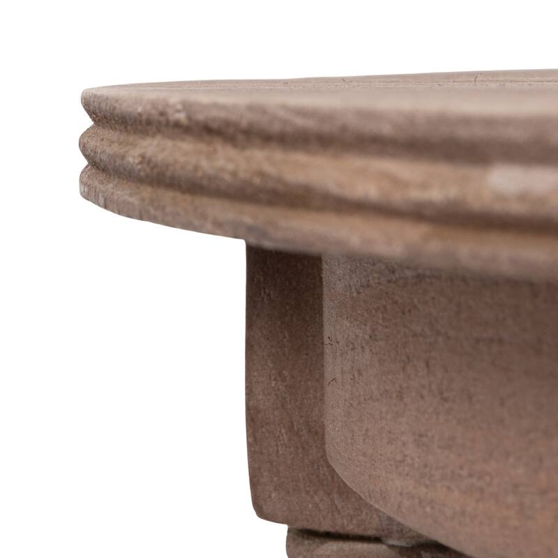 Round Mango Wood Table with 2 Cane Shelves