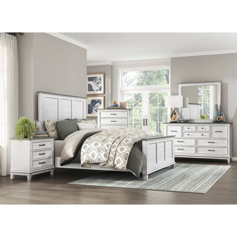 Antique White Farmhouse Style Bed Panel Headboard Wooden Furniture 1pc