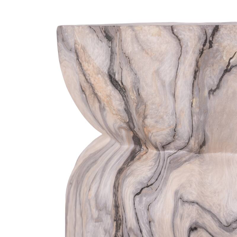 Christopher Knight Home - Modern Outdoor Lightweight Concrete Accent Side Table with Fluted Sculptural Hourglass Design