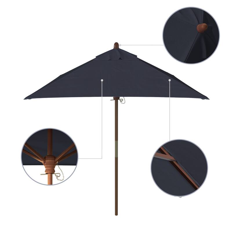 Port Lavaca 6ft Square, Sunbrella Fabric Wooden Patio Umbrella by Havenside Home, Base Not Included