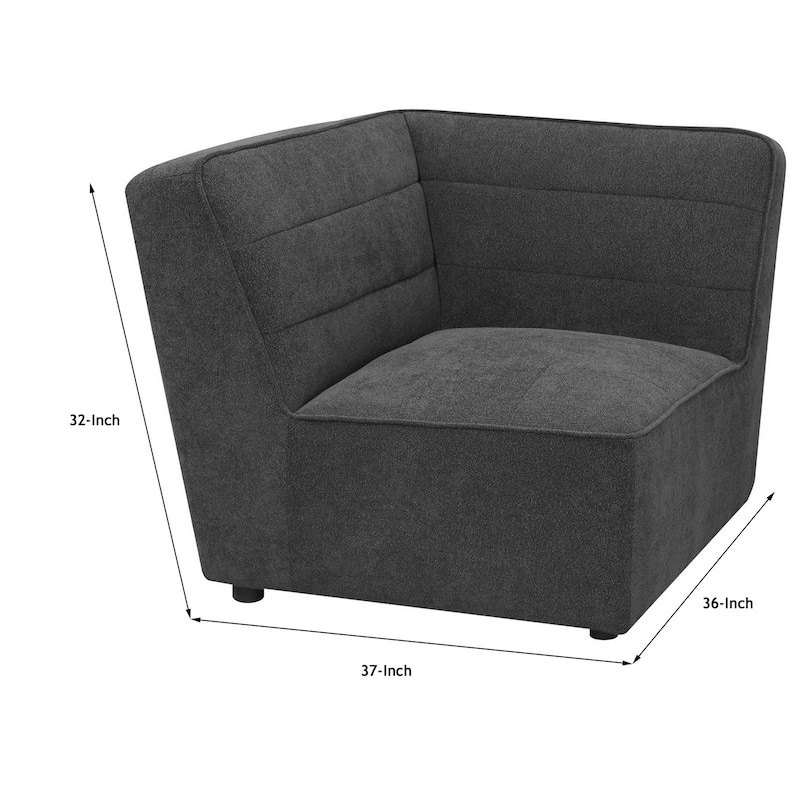 Suri 37 Inch Modular Corner Wedge, Soft Modern Boucle Fabric, Gray
