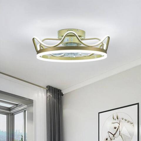 22'' 7 Blades LED Caged Ceiling Fan Dimmable with Remote