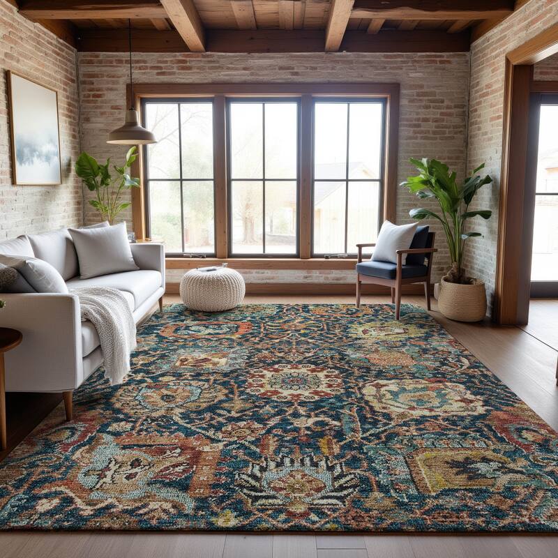 Premium Washable Super Soft Vintage Farmhouse Mayfield Rug - Navy - 3' x 5'