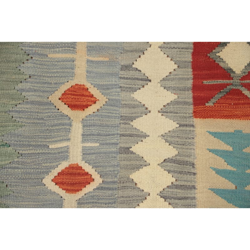 Hand Woven Oriental 100% Wool Carpet Southwestern Tribal Green Kilim Area Rug - 10' 0'' X 6' 9''