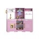 preview thumbnail 2 of 12, Wooden Pretend Play Kitchen Set with Lights & Sounds, Dual Stoves, Range Hood, Ice-Maker Fridge & Ample Storage Pink