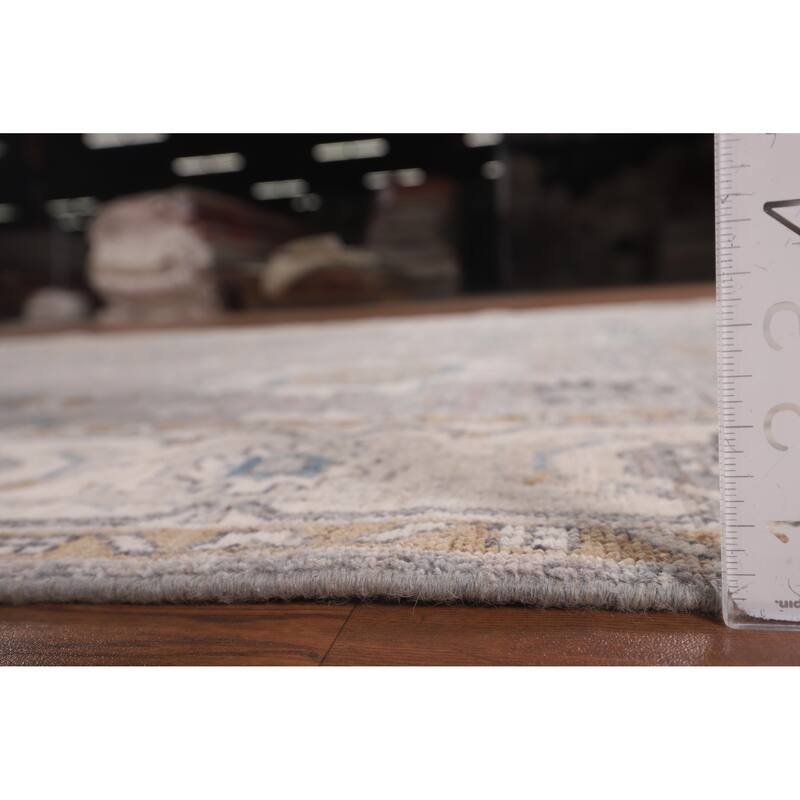 Gray Turkish Oushak Vegetable Dye Area Rug Hand-Knotted Wool Carpet - 5'10"x 8'6"