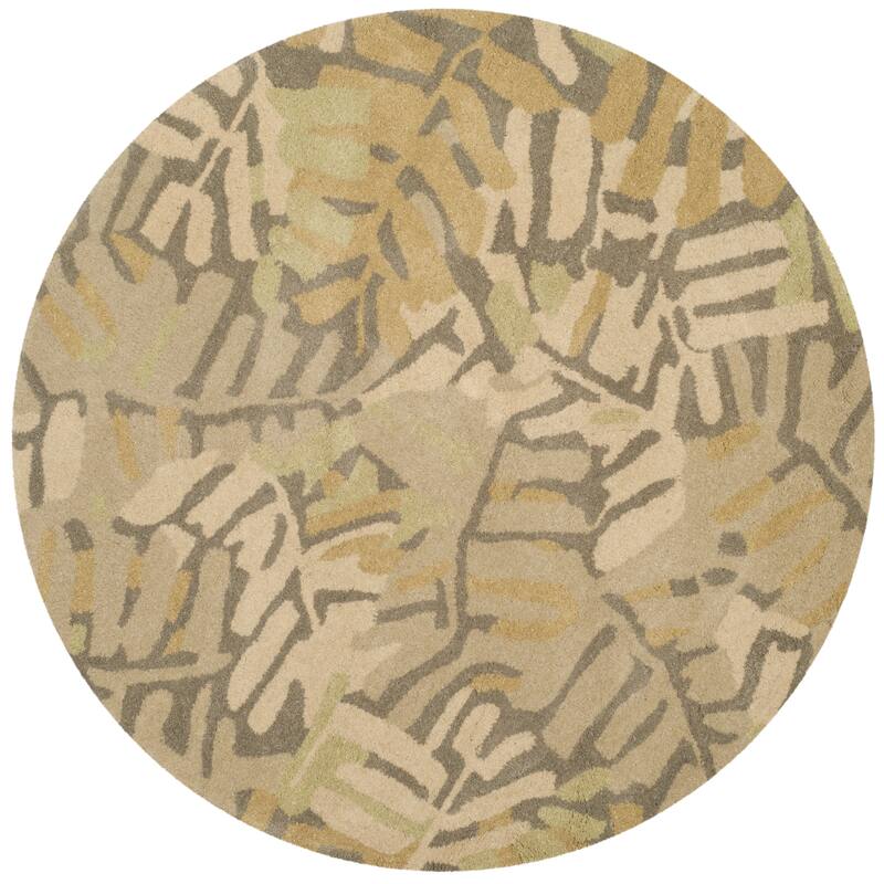 Martha Stewart by SAFAVIEH Palm Leaf Wool Rug - 8' Round - Oolong Tea