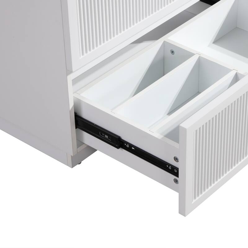 30" Freestanding Bathroom Vanity with Ceramic Sink and 2 Storage Drawers, Stylish Gray Floor Cabinet