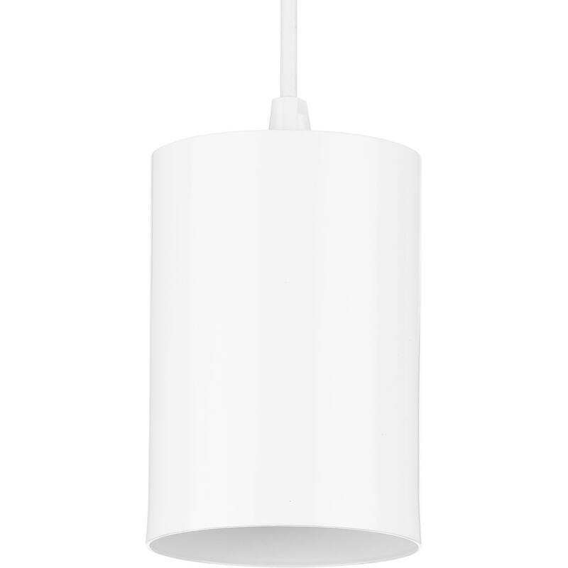 Cylinder Collection 5-Inch 1-Light White Modern Outdoor Pendant Hanging Light - 5 in x 5 in x 9.8 in - 5 in x 5 in x 9.8 in