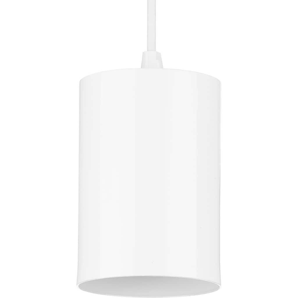 Cylinder Collection 5-Inch 1-Light White Modern Outdoor Pendant Hanging Light - 5 in x 5 in x 9.8 in
