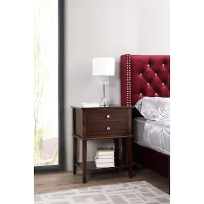 Cappuccino Nightstand 28x22x16 Contemporary Bedside Table with Open Shelf Storage, Rich Finish and Durable Design