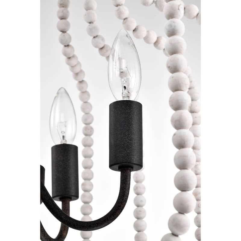 Sauxi 18 Inch Bohemian Style Antique White Pendant Chandelier 4-Light