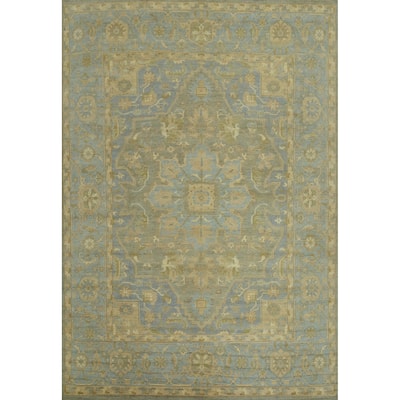 Vegetable Dye Wool Oushak Turkish Large Rug, Medallion Geometric Carpet - 14' 8'' X 12' 2''