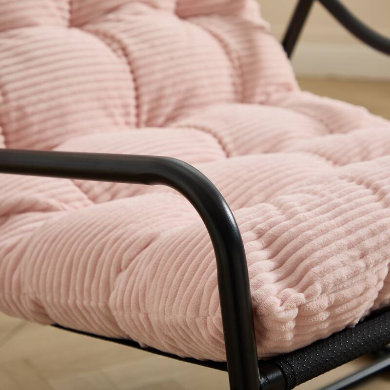 Outdoor Rocking Chair, Comfy Cushion, with Soft Thick Cushion,for Living Room, Bedroom, Reading Room, Black Frame with Cushion