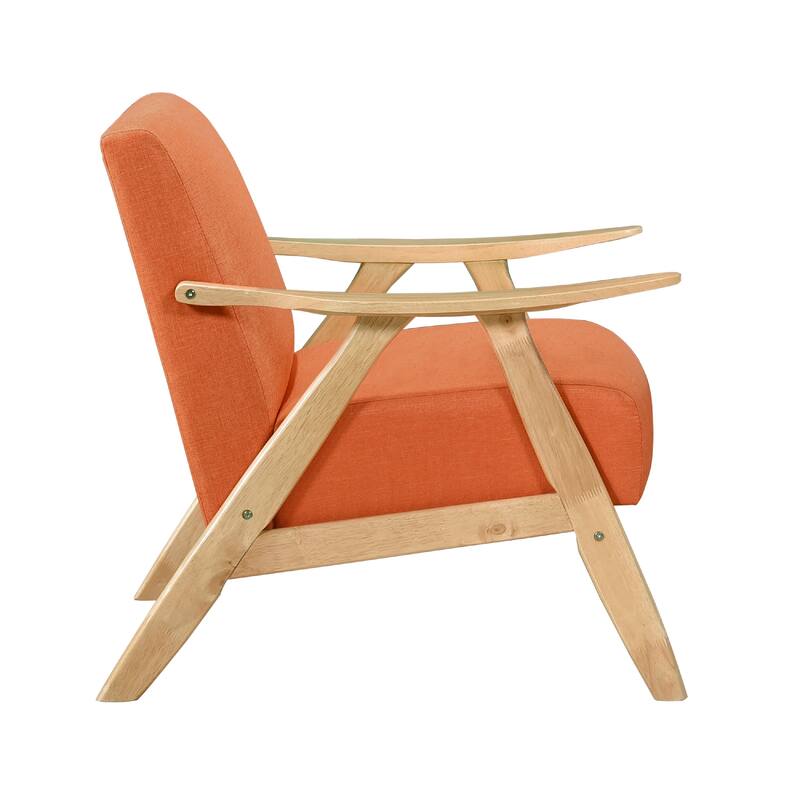 Indy Accent Club Armchair, Orange Textured, Solid Rubberwood Frame