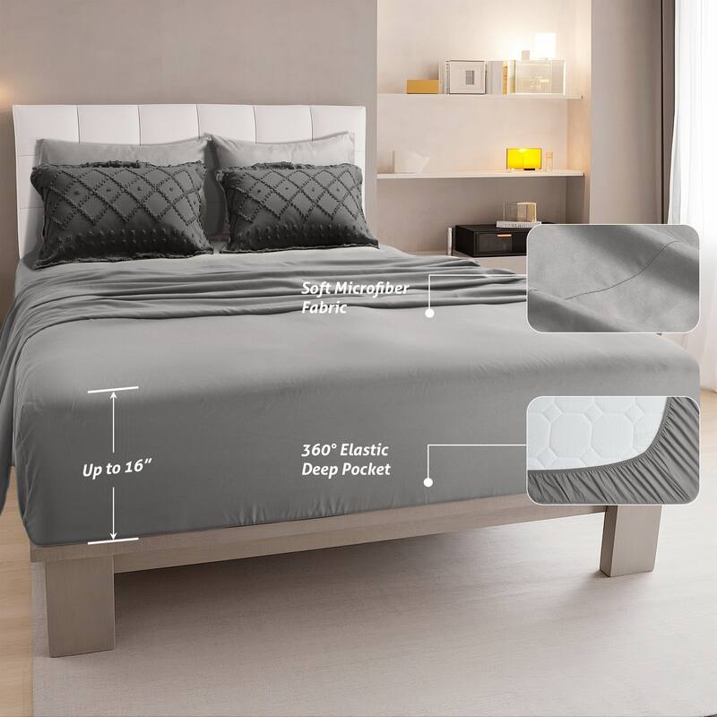 Set of 5/7 Pieces Brushed Comforter Set, Bed-in-a-Bag