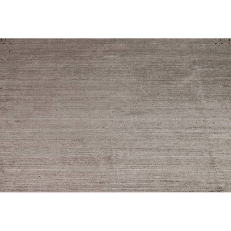 Light Brown Gabbeh Oriental Area Rug Hand-Knotted Silk Carpet - 8'11" x 11'10"