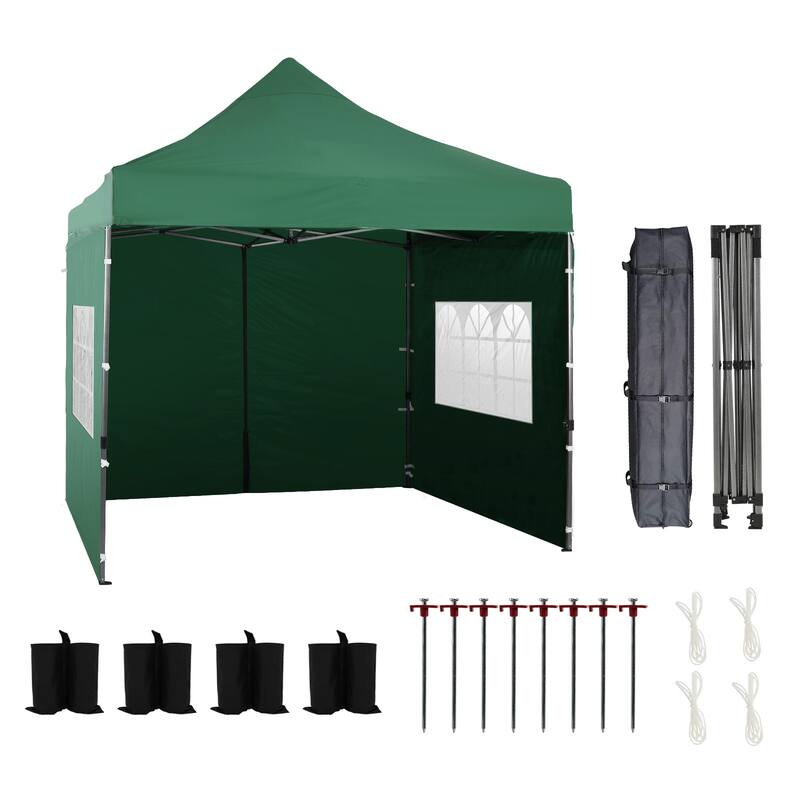 Aoodor 10' x 10' Pop Up Canopy with Church Windows Sidewalls - 10x10ft