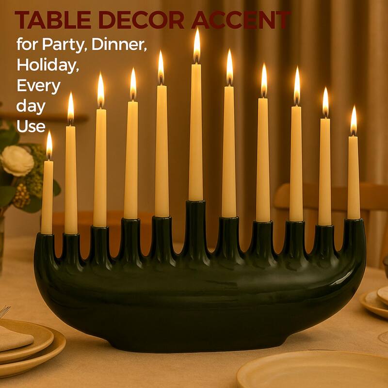 Modern Ceramic Candelabra Centerpiece 18" Textured Candle Holder Decor