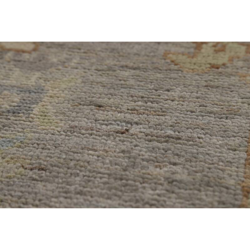 Hand Knotted Oriental 100% Wool Carpet Transitional All-Over Greys & Charcoal Oushak Area Rug - 12' 4'' X 9' 2''