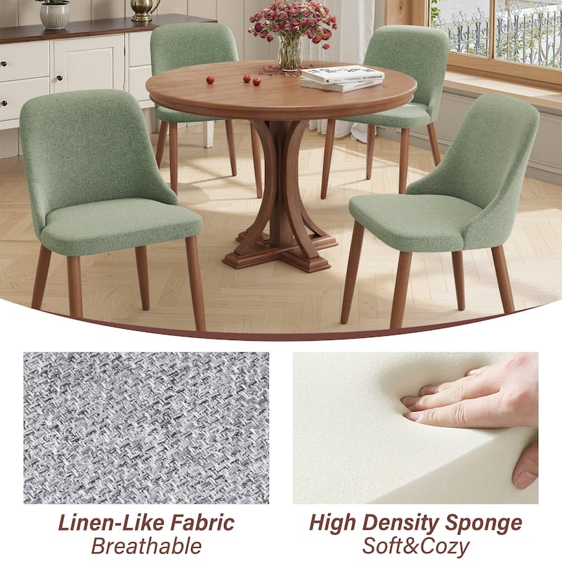 Modern Dining Chair Upholstered Accent Chairs with Solid Wood Legs