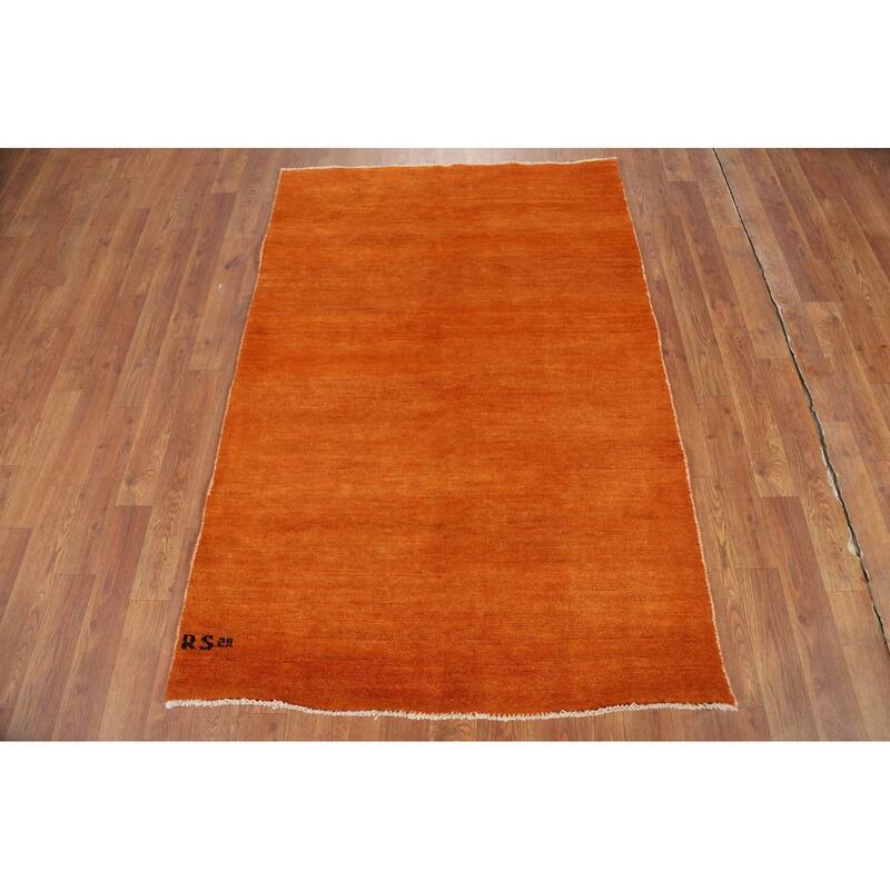 Modern Gabbeh Oriental Rug Handmade Accent Wool Carpet - 3'4"x 4'10"