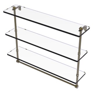 Allied Brass 16 Inch Triple Tiered Glass Shelf with Integrated Towel Bar