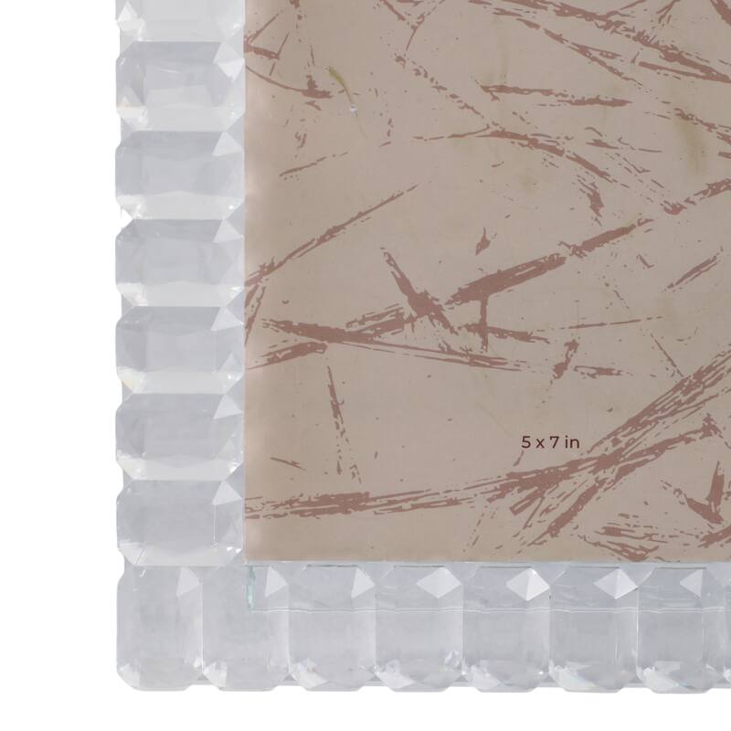 Glass Crystal Beveled Cut Design Glam Style Photo Frame Faceted Border