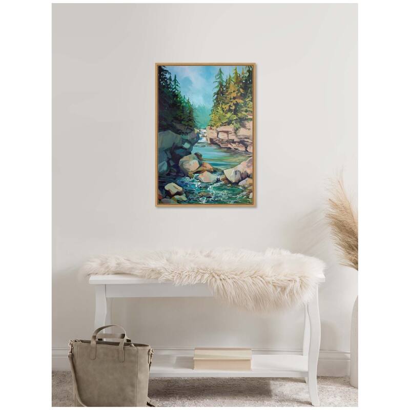 Kate and Laurel Sylvie Rocky Rapids Framed Canvas by Rachel Christopoulos