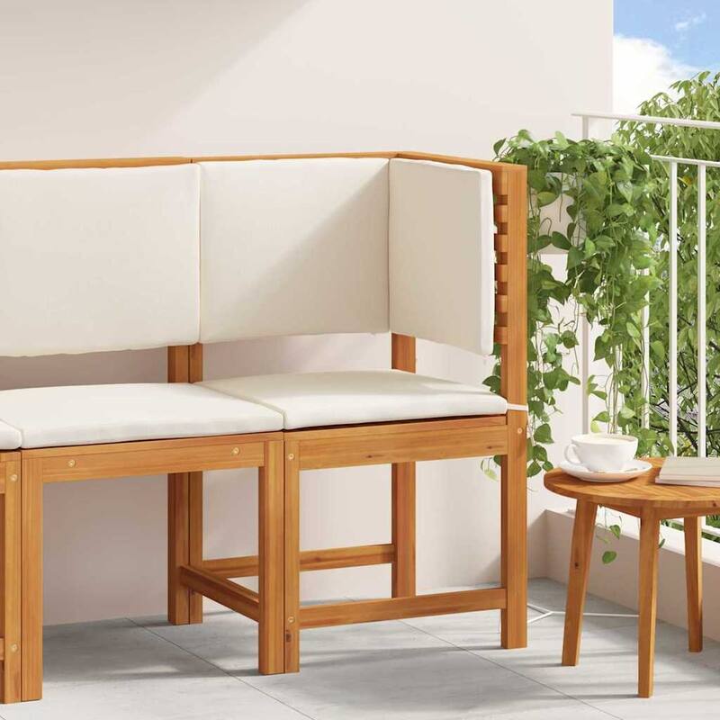 vidaXL Garden Chair 50 x 50 x 91cm Solid Acacia wood - 19.7 x 19.7 x 35.8 - Cream white-corner sofa