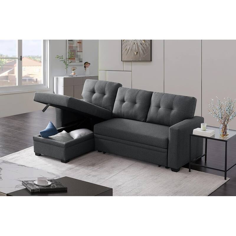 Reversible Sectional Sofa Couch,Sleeper Sofa Bed with Storage Chaise Pull Out Couch Bed for Living Room,Hidden Stroge