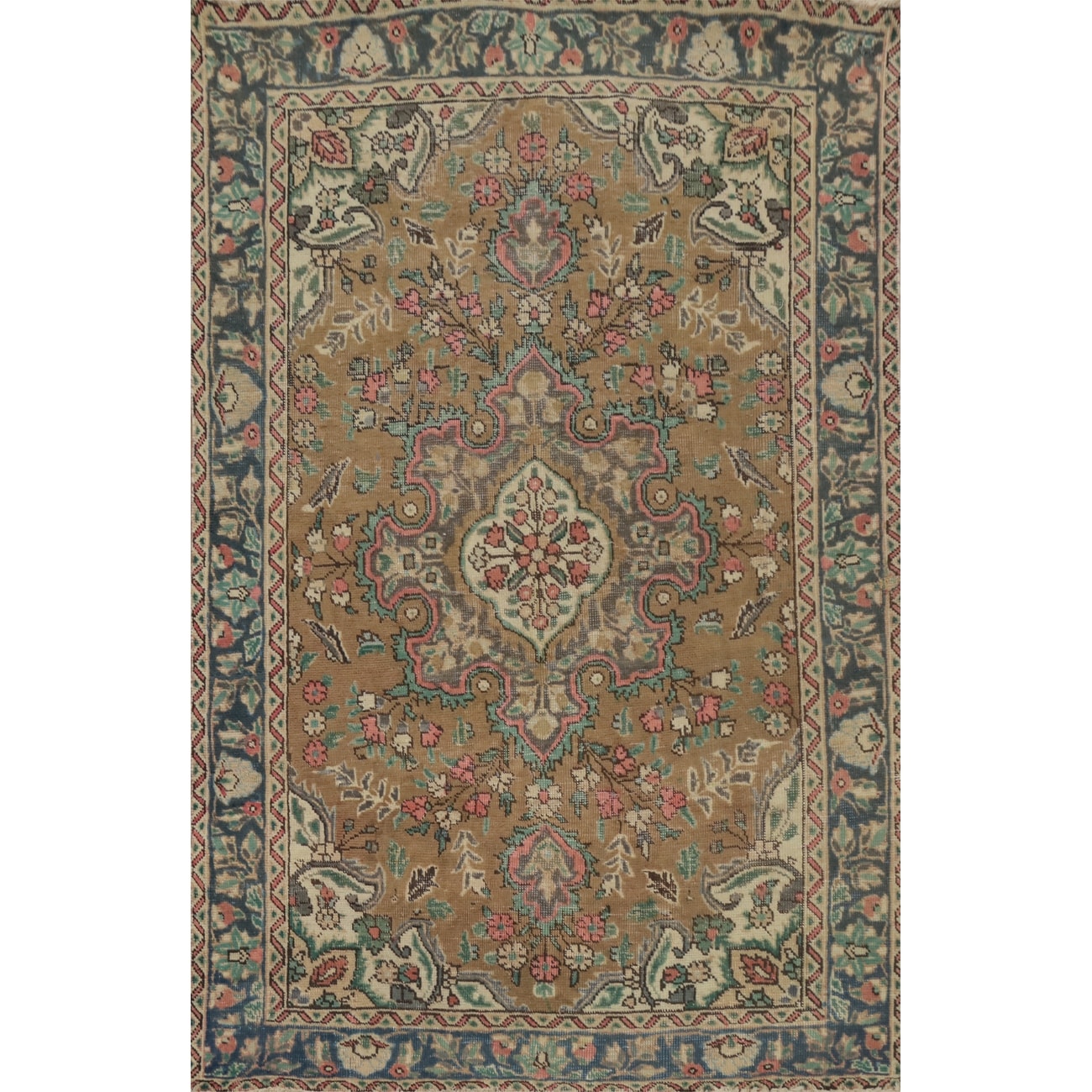 Hand Knotted Oriental 100% Wool Carpet Traditional Floral Brown Tabriz Area Rug - 6' 3'' X 4' 6''
