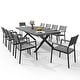 preview thumbnail 11 of 20, 11PC Outdoor Patio Aluminum X-Frame Dining Set Table with Stackable Chairs Umbrella Hole Table-Grey&Chair-Grey