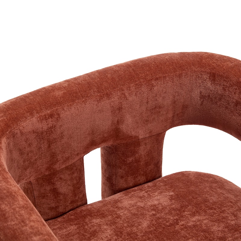 Chenille Fabric Upholstered Barrel Chair Set of 2 with Solid Wood Frame and Ergonomic Back Support