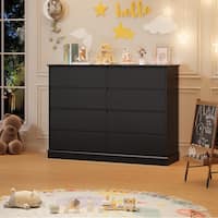 princess polly baby blue dress FUFU&GAGA Black 8-Drawer 63 in. W Wood Double Dresser Chest of Drawers  Bedroom Storage Organizer in With High Gloss and LED Lights KF020326-02 main image 1