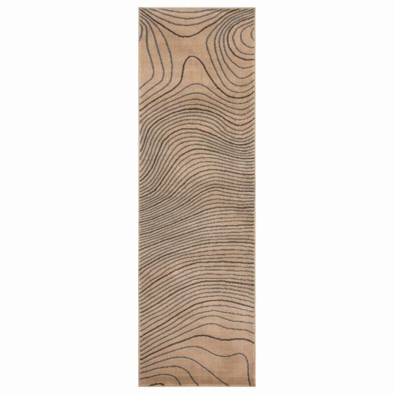Superior Veer Modern Abstract Wood Grain Indoor Runner or Area Rug
