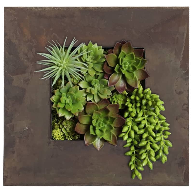 Carson Carrington Tasback Galvanized Steel/ Zinc Succulent Planter - Small (4 squares) - Rust Zinc